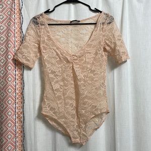 NWOT Zara baby pink lace bodysuit Size Medium